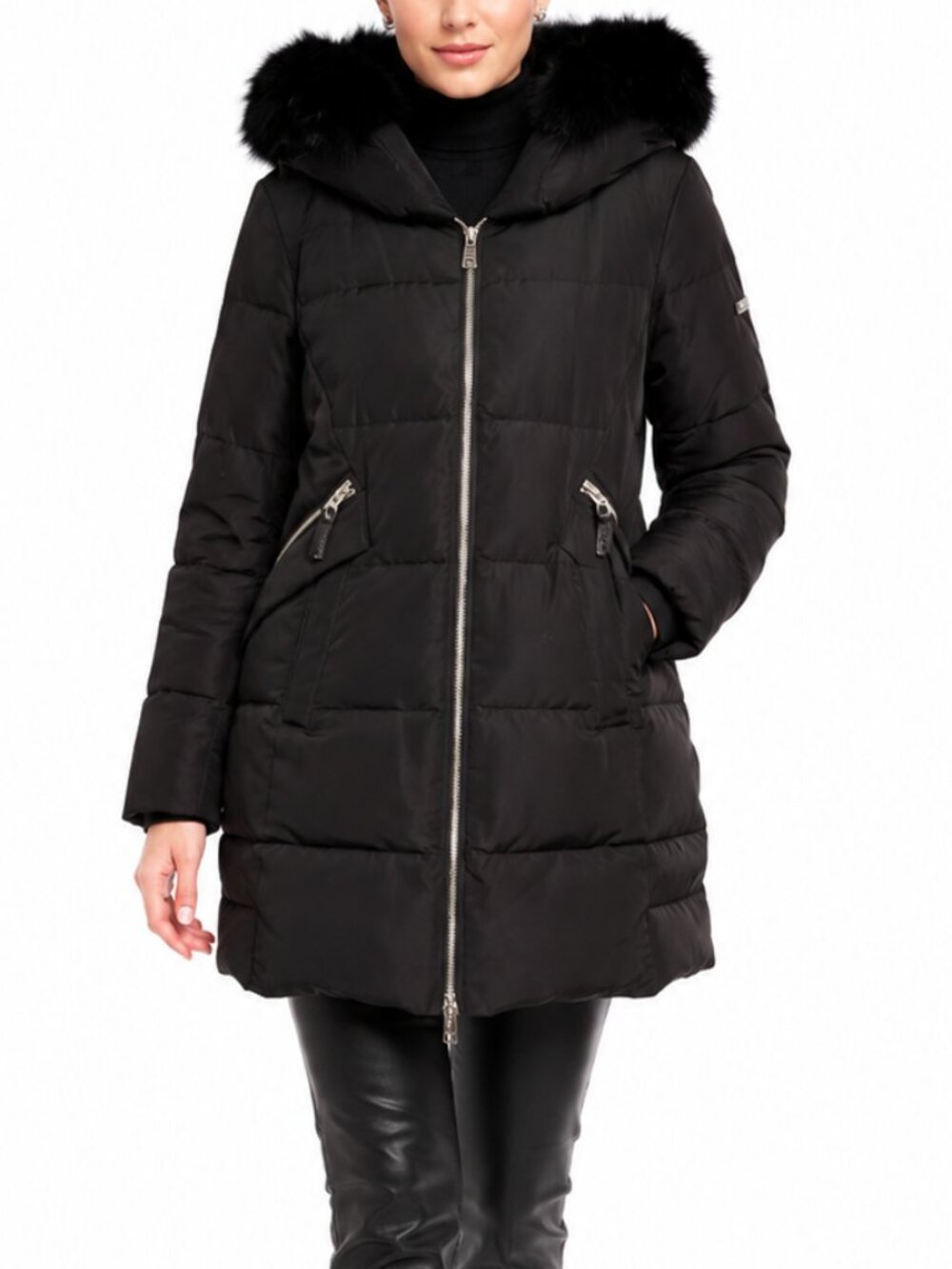 Derek Lam 10 Crosby Down Parka Quilted Puffer Fox Fur Hood Coat